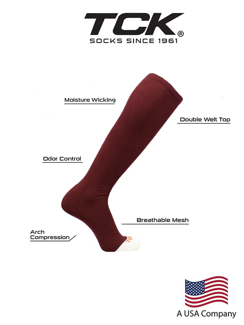 TCK Prosport Performance Tube Socks (Maroon, Medium) - Image 3